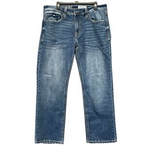 TK AXEL Jeans Men's 34x32 Mediterranean Blue Denim Stretch Slim Boot Medium Wash